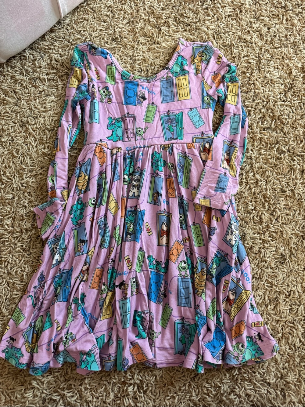Little Sleepies Pink Monsters Long-Sleeve Dress